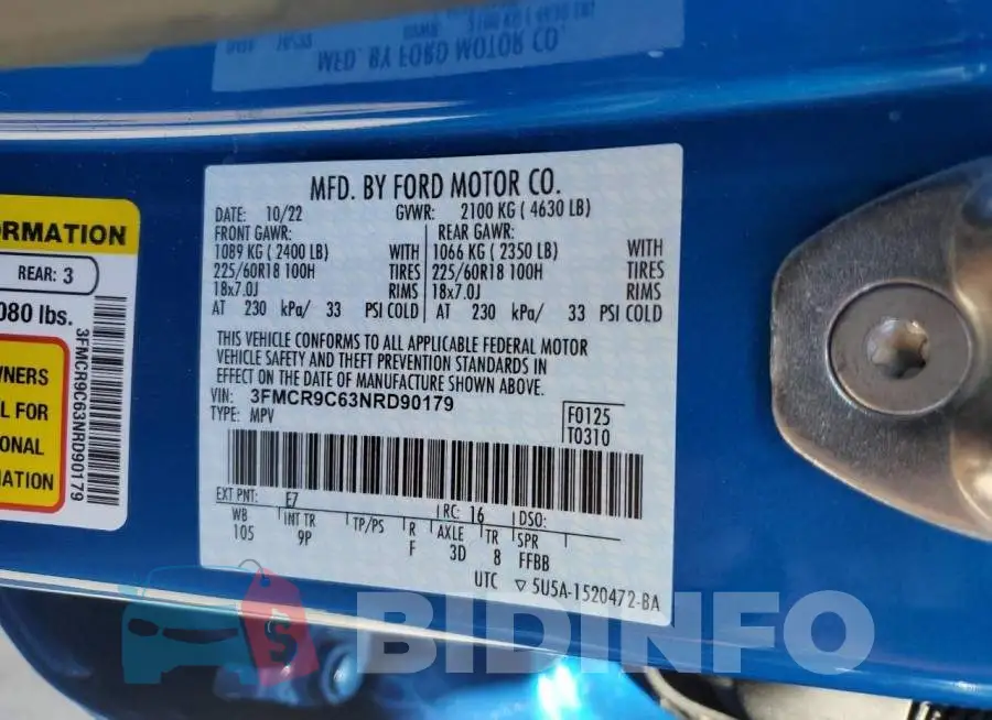 3FMCR9C63NRD90179 Photo# 14