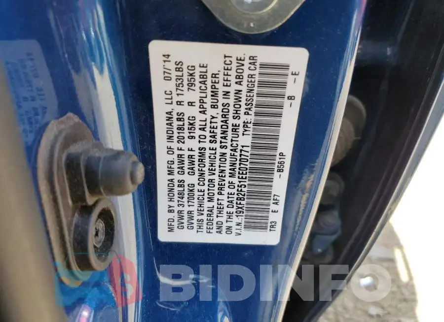 19XFB2F51EE070771 Photo# 13