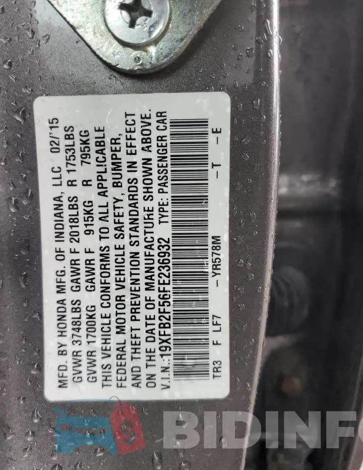 19XFB2F56FE236932 Photo# 13
