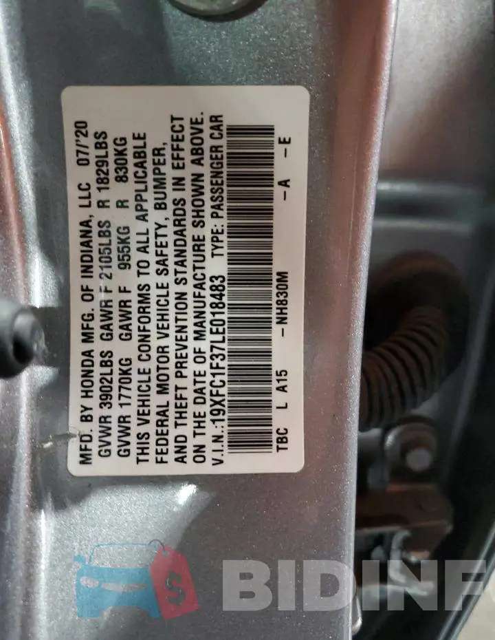 19XFC1F37LE018483 Photo# 12
