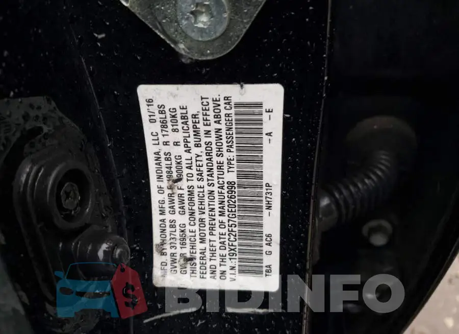19XFC2F57GE026998 Photo# 12