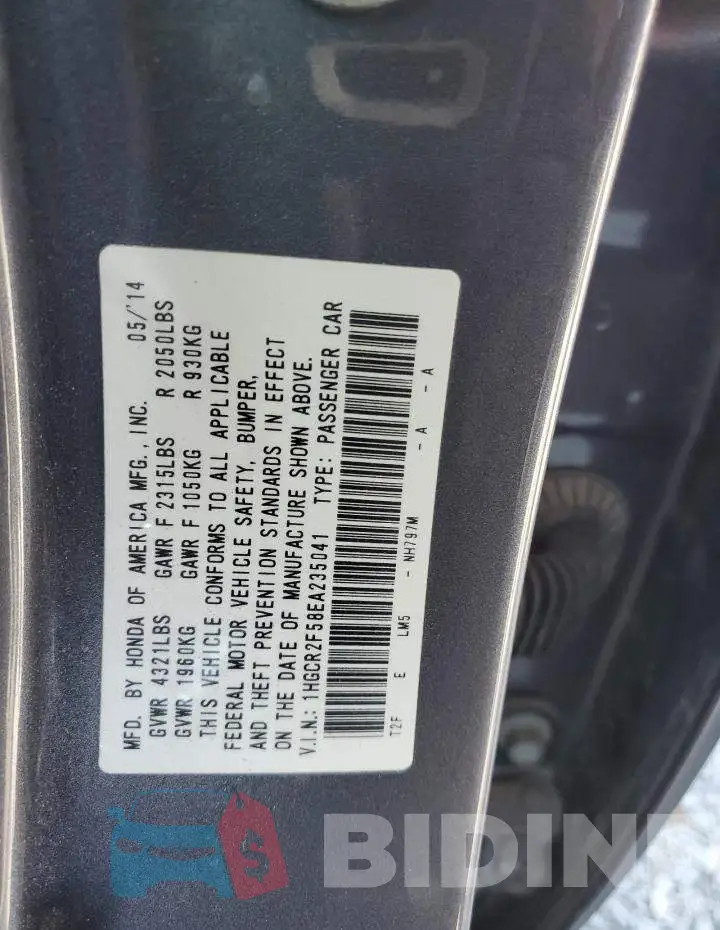 1HGCR2F58EA235041 Photo# 12