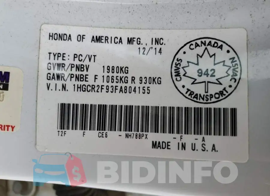 1HGCR2F93FA804155 Photo# 12