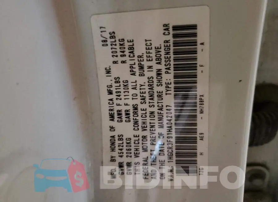 1HGCR3F91HA042047 Photo# 12
