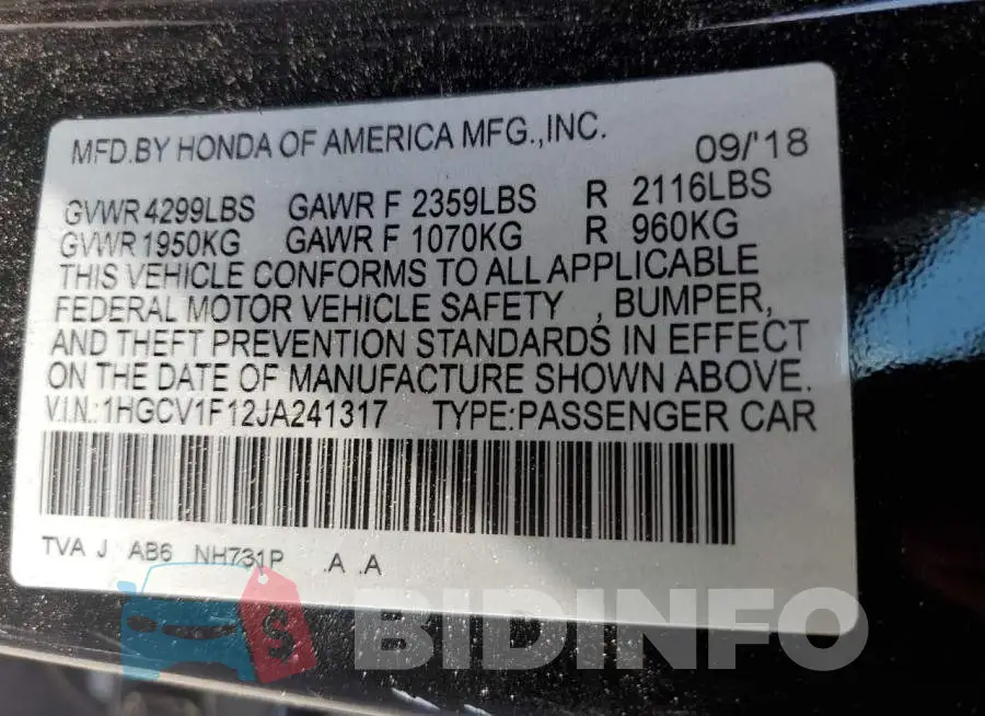 1HGCV1F12JA241317 Photo# 12