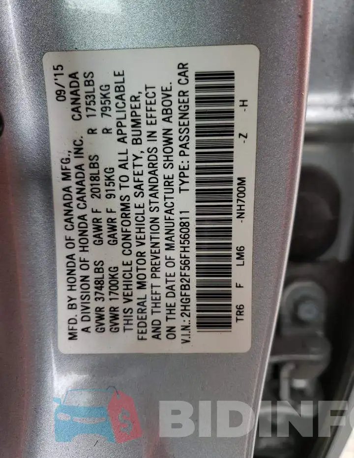 2HGFB2F56FH560811 Photo# 12