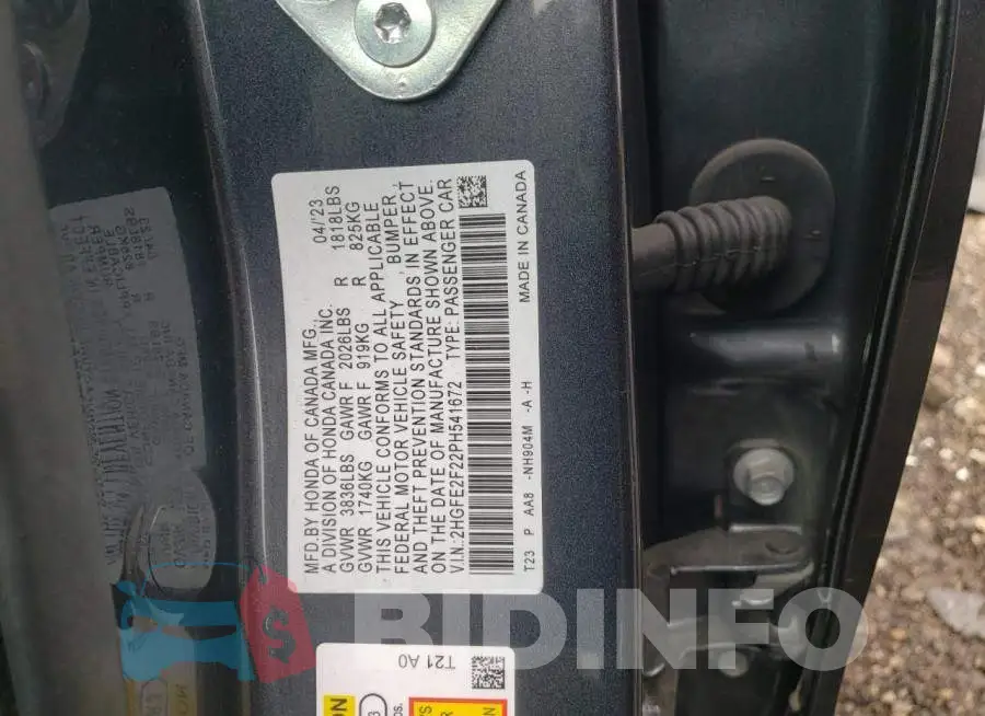 2HGFE2F22PH541672 Photo# 13