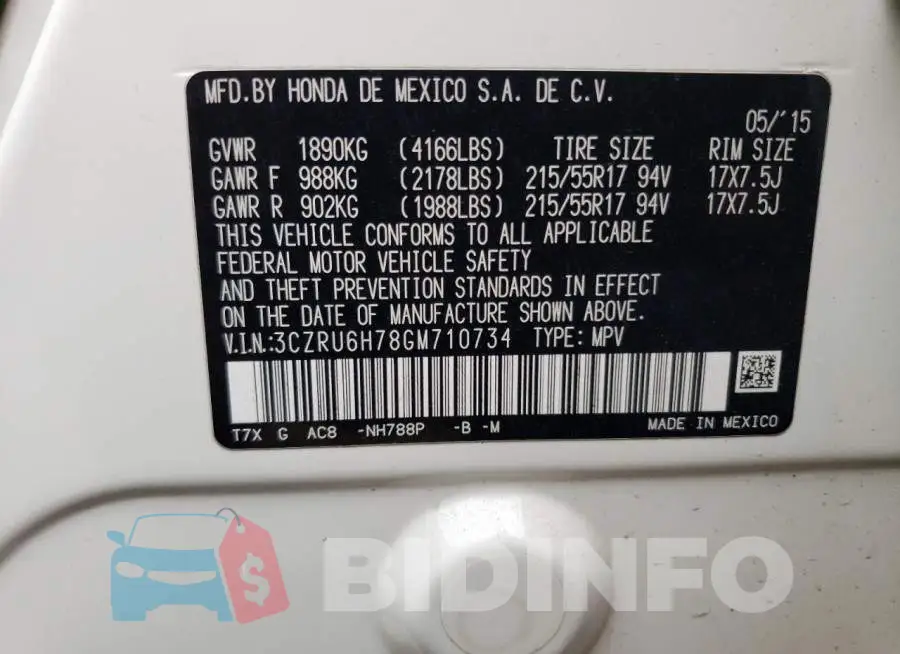 3CZRU6H78GM710734 Photo# 13