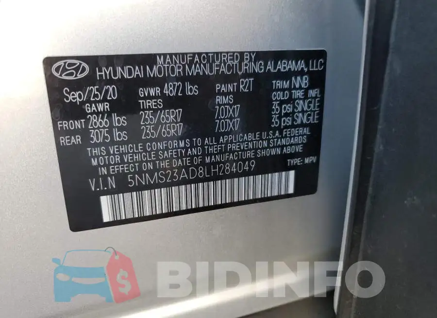 5NMS23AD8LH284049 Photo# 12
