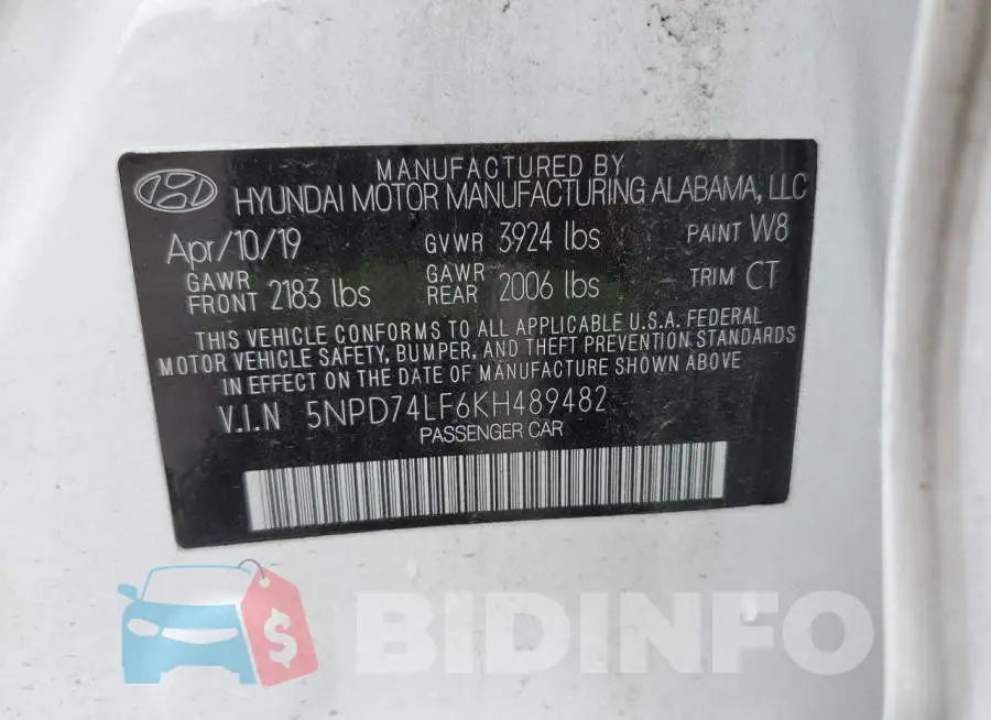 5NPD74LF6KH489482 Photo# 13