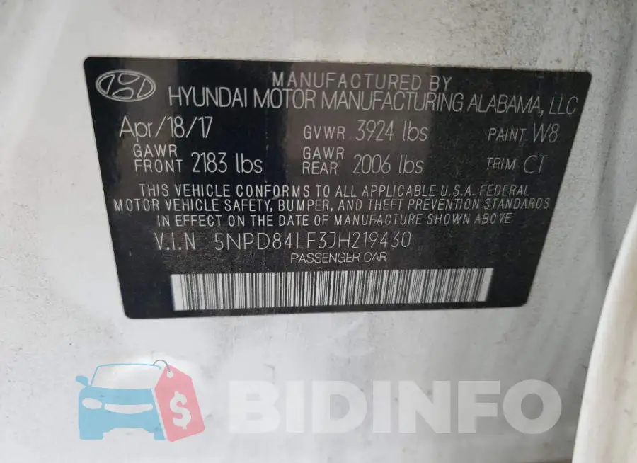 5NPD84LF3JH219430 Photo# 12