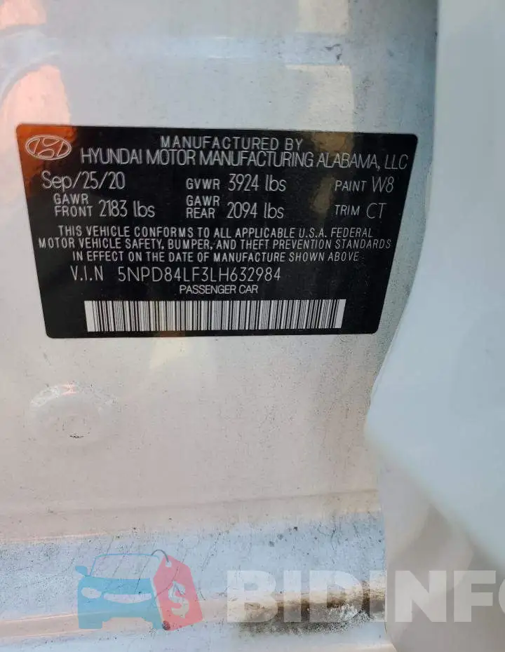5NPD84LF3LH632984 Photo# 12
