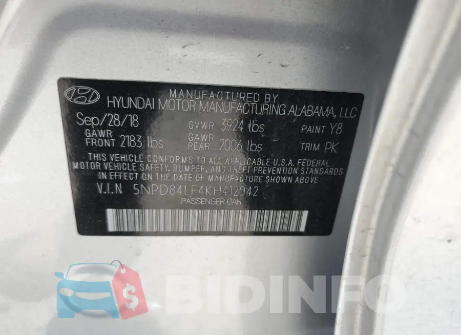 5NPD84LF4KH412042 Photo# 12