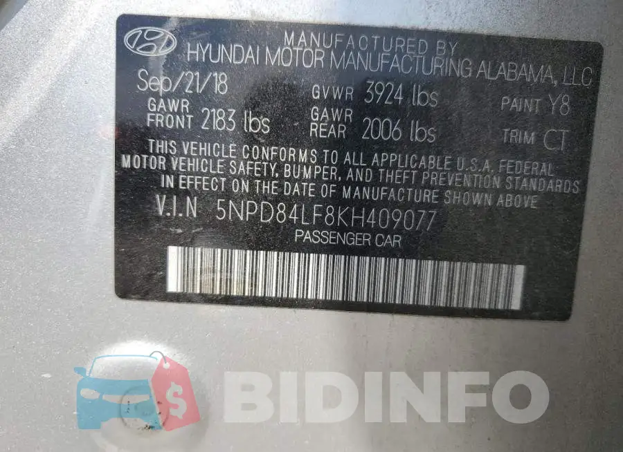 5NPD84LF8KH409077 Photo# 12