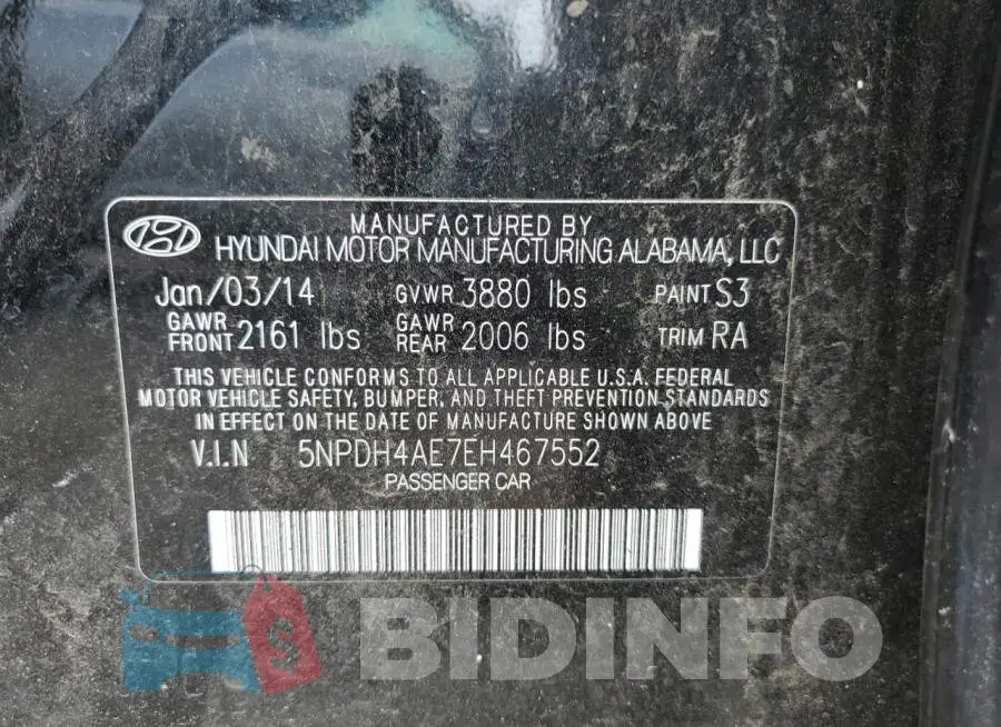 5NPDH4AE7EH467552 Photo# 12