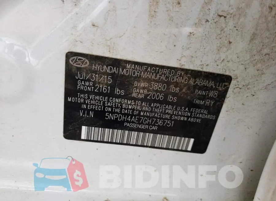 5NPDH4AE7GH736751 Photo# 12