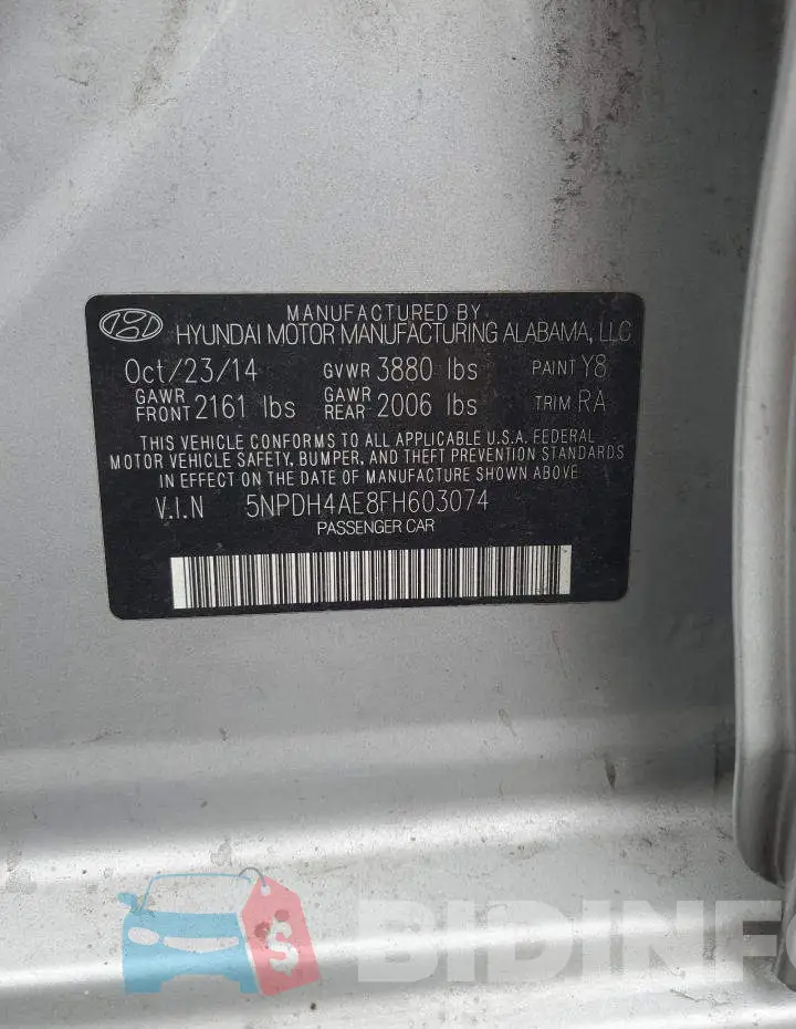 5NPDH4AE8FH603074 Photo# 12