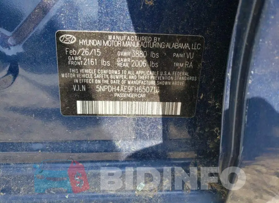 5NPDH4AE9FH650713 Photo# 12