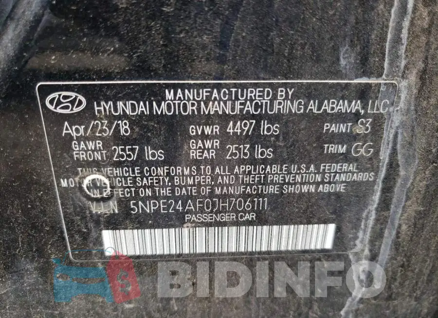 5NPE24AF0JH706111 Photo# 12