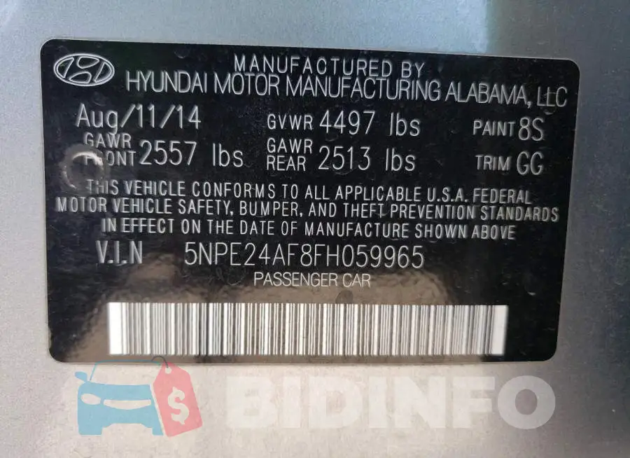 5NPE24AF8FH059965 Photo# 12