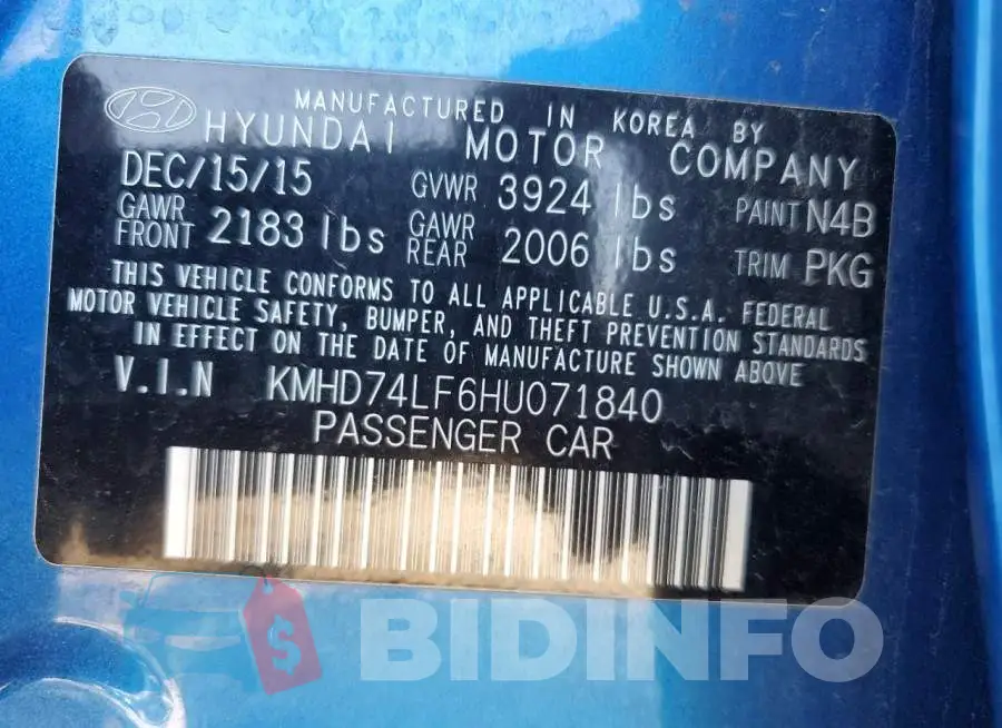 KMHD74LF6HU071840 Photo# 12