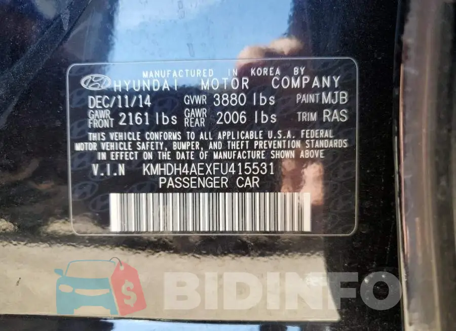 KMHDH4AEXFU415531 Photo# 12