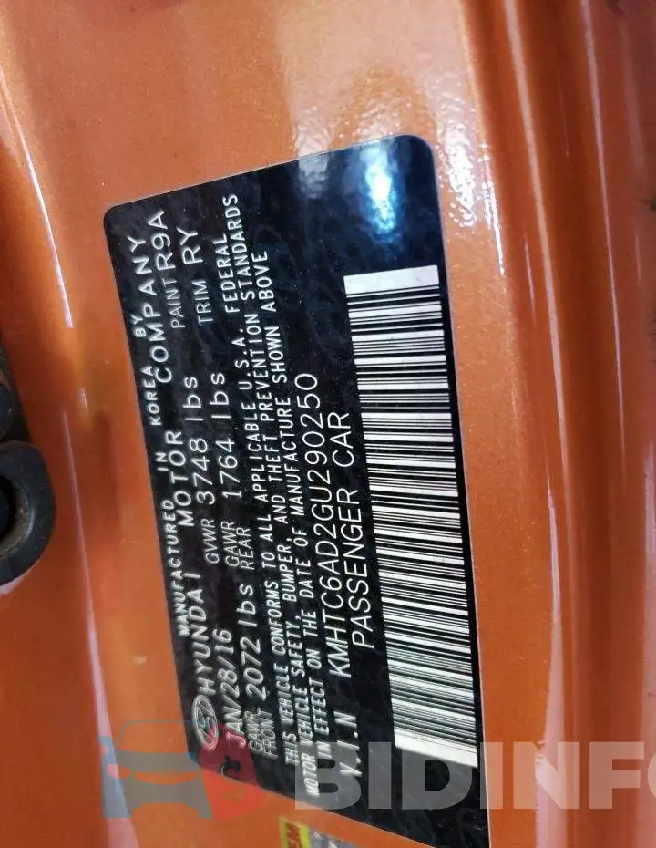 KMHTC6AD2GU290250 Photo# 12