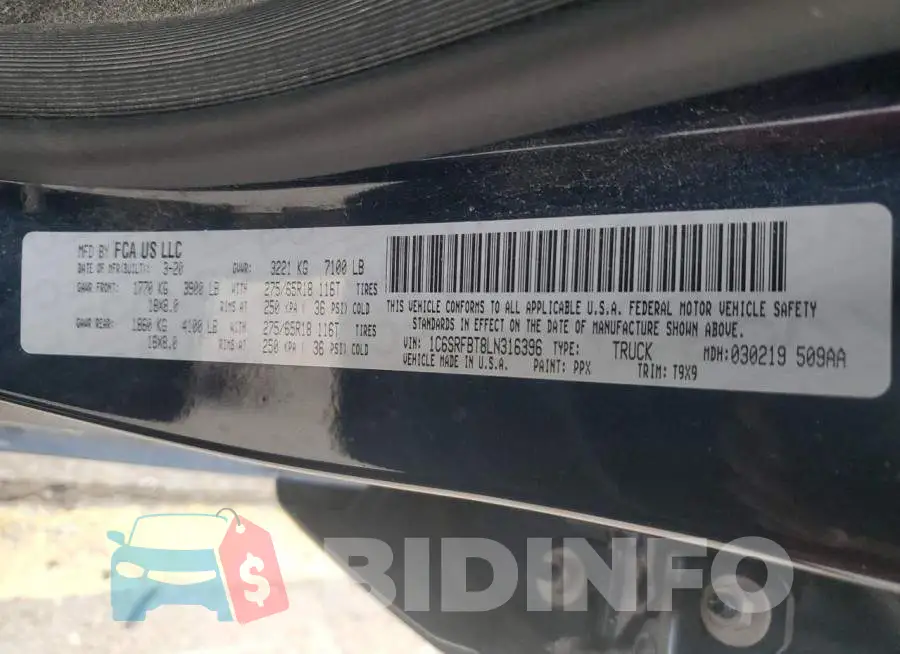 1C6SRFBT8LN316396 Photo# 13