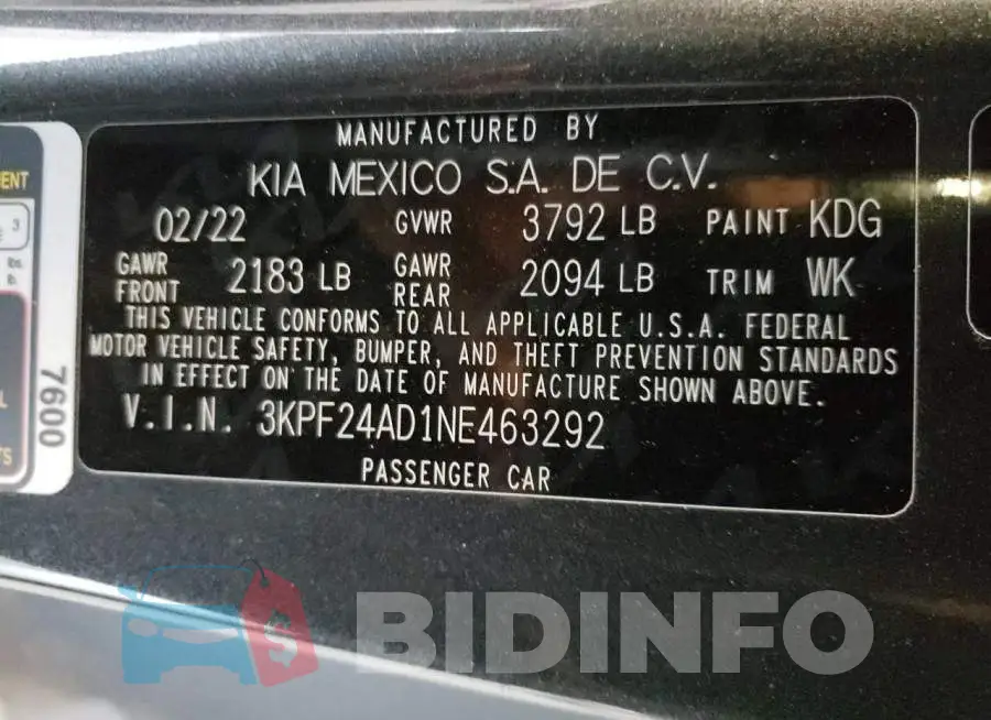 3KPF24AD1NE463292 Photo# 12