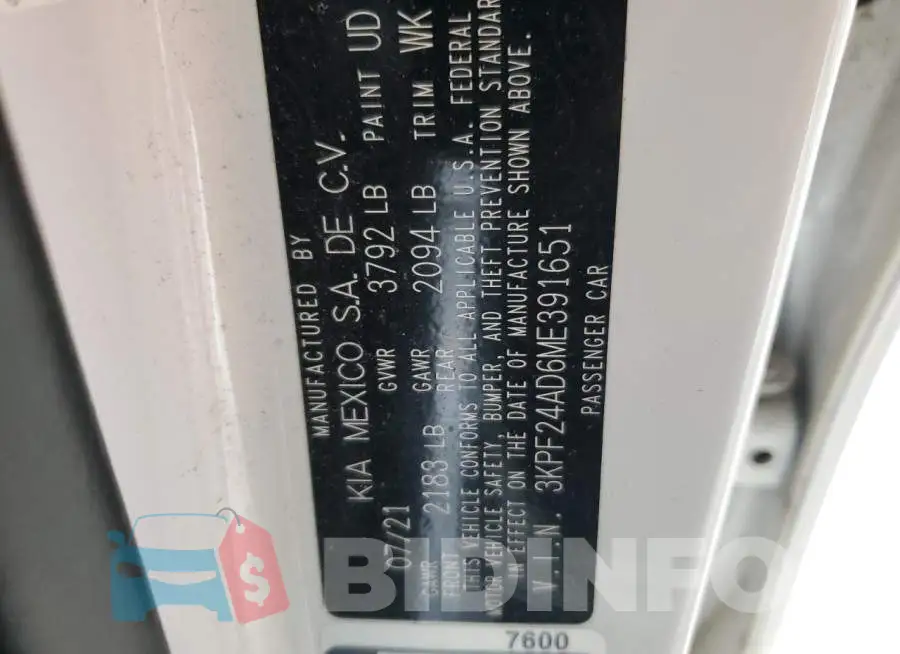 3KPF24AD6ME391651 Photo# 13