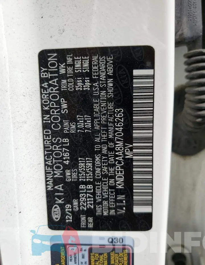 KNDEPCAA8M7046263 Photo# 12