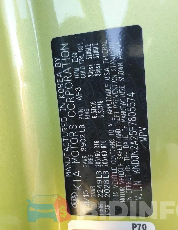 KNDJN2A25F7805574 Photo# 12