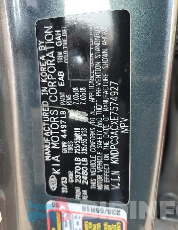 KNDPC3ACXE7574927 Photo# 12