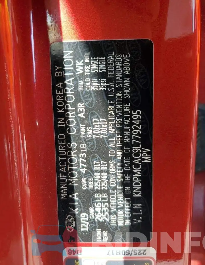 KNDPMCAC9L7792495 Photo# 12