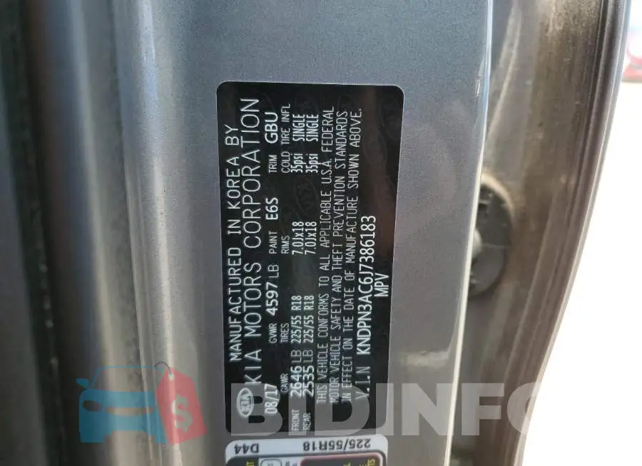 KNDPN3AC6J7386183 Photo# 13