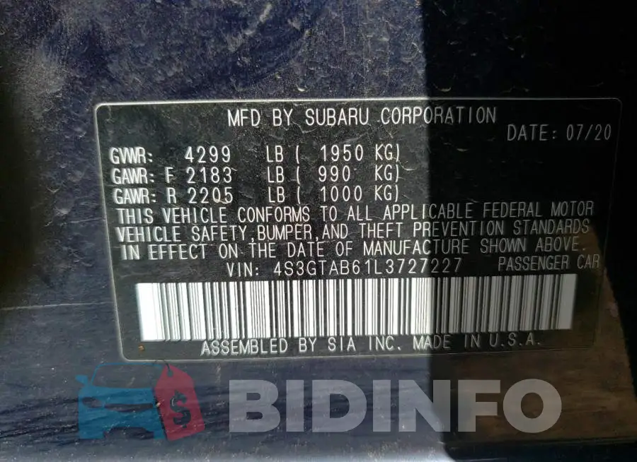 4S3GTAB61L3727227 Photo# 12