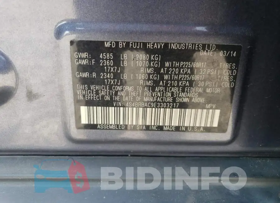 4S4BRBAC9E3303217 Photo# 13