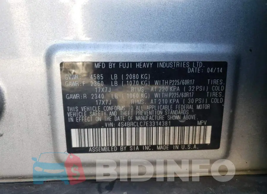 4S4BRCLC7E3314381 Photo# 12