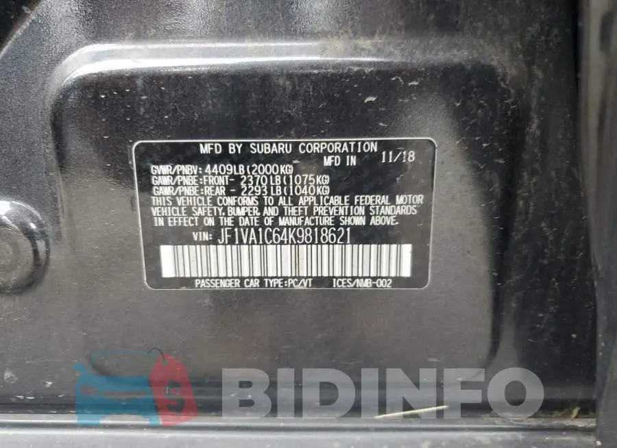 JF1VA1C64K9818621 Photo# 13