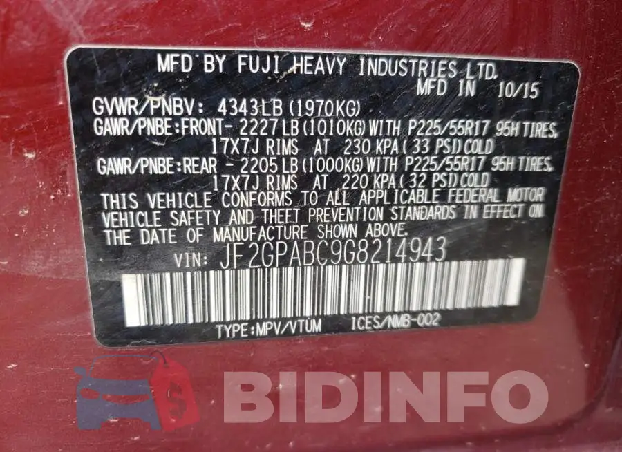 JF2GPABC9G8214943 Photo# 12