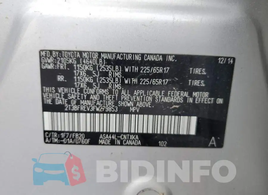 2T3BFREV3FW279853 Photo# 13