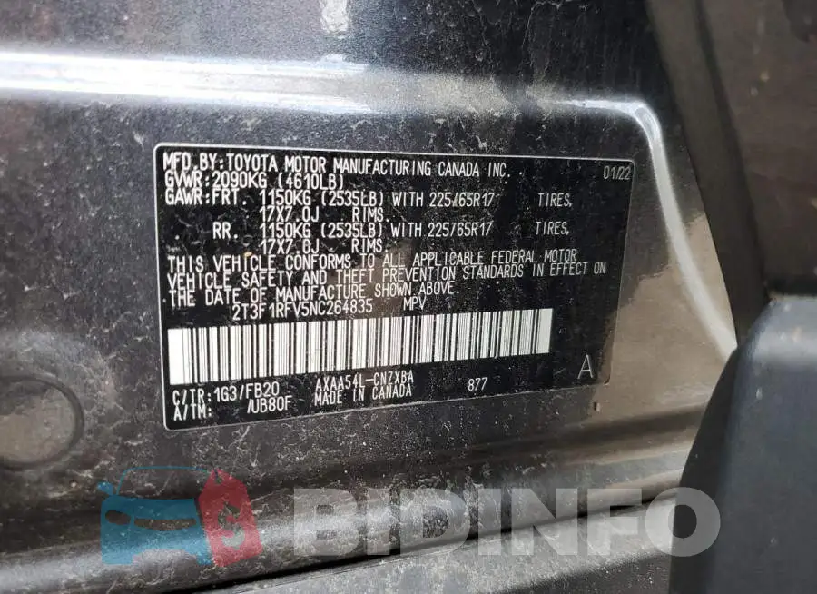 2T3F1RFV5NC264835 Photo# 13