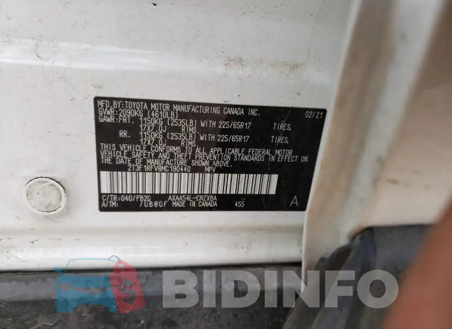 2T3F1RFV8MC190440 Photo# 13