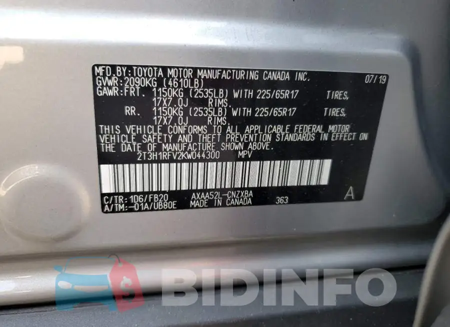 2T3H1RFV2KW044300 Photo# 12