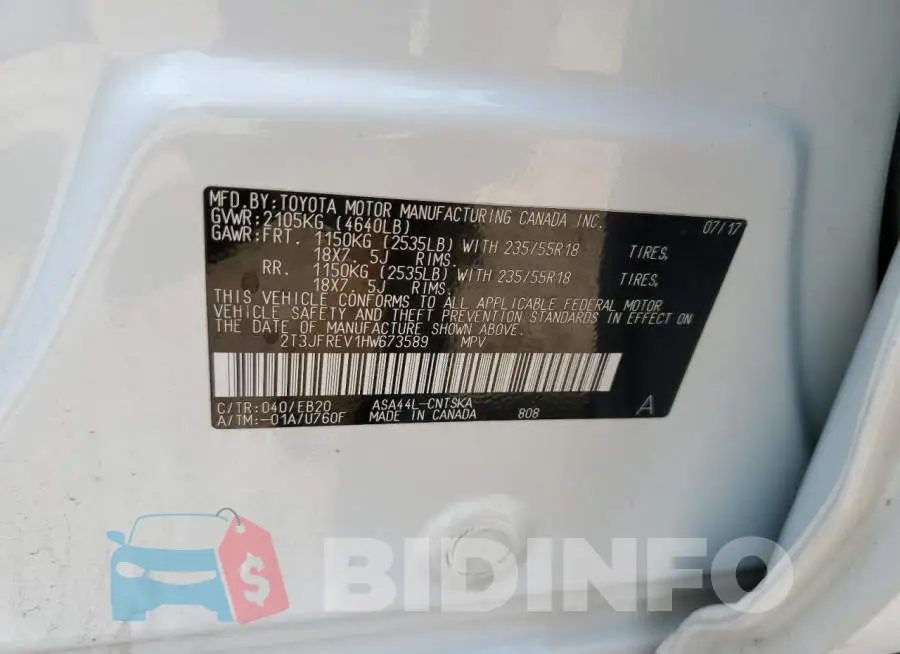 2T3JFREV1HW673589 Photo# 12
