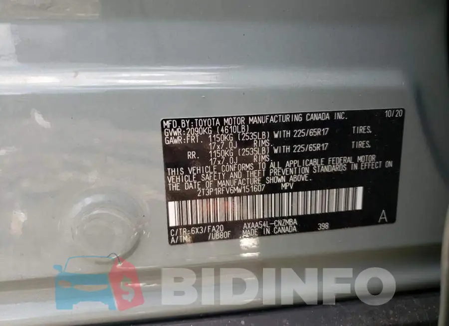 2T3P1RFV6MW151607 Photo# 13