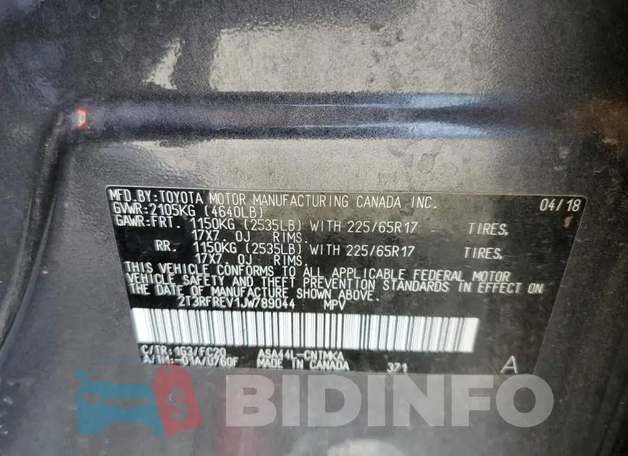 2T3RFREV1JW789044 Photo# 13