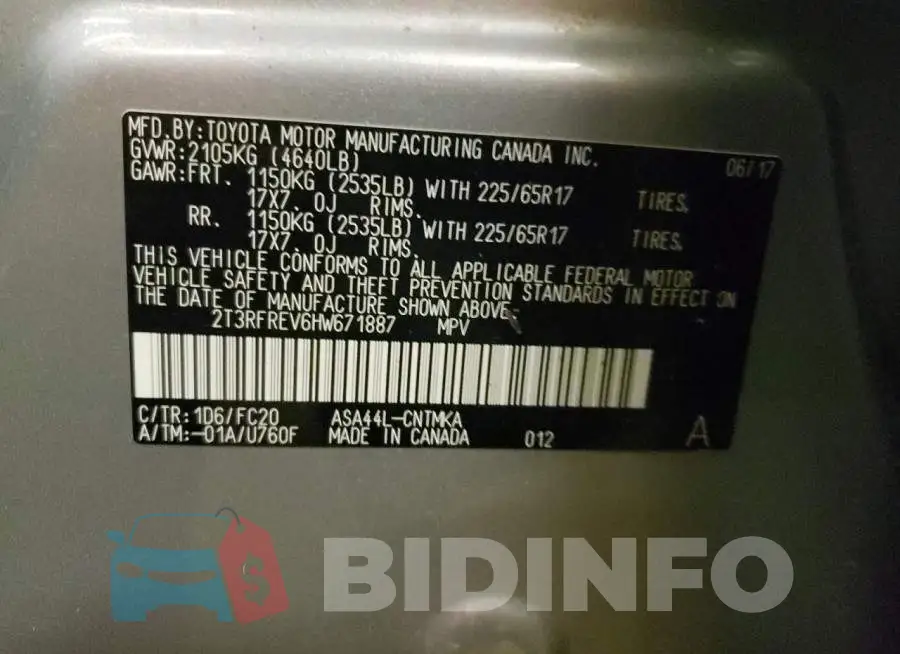 2T3RFREV6HW671887 Photo# 13