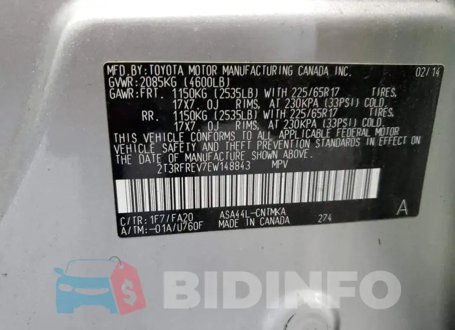 2T3RFREV7EW148843 Photo# 13