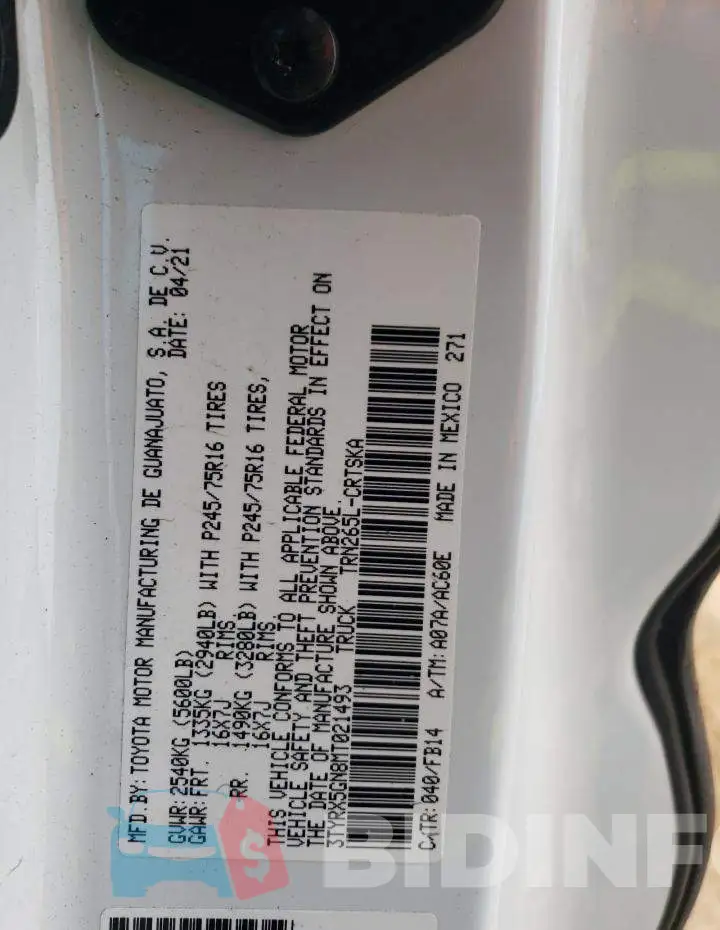 3TYRX5GN8MT021493 Photo# 12
